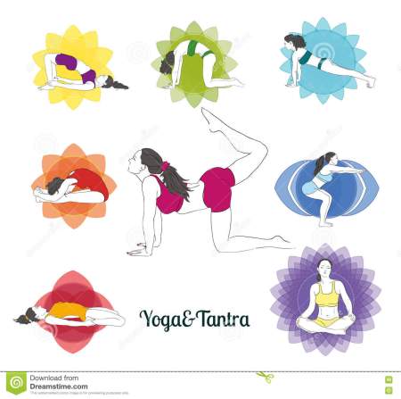 colored-yoga-poses-chakras-set-hand-drawn-image-collection-asanas-71522278